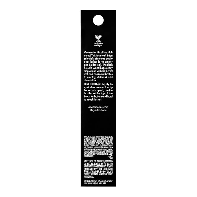 e.l.f. Lash It Loud Mascara, Volumizing Formula for Mega Volume Lashes, Creates Fuller & Bolder Eyelashes, Intensely Pigmented, Deep Brown, 0.23 Oz