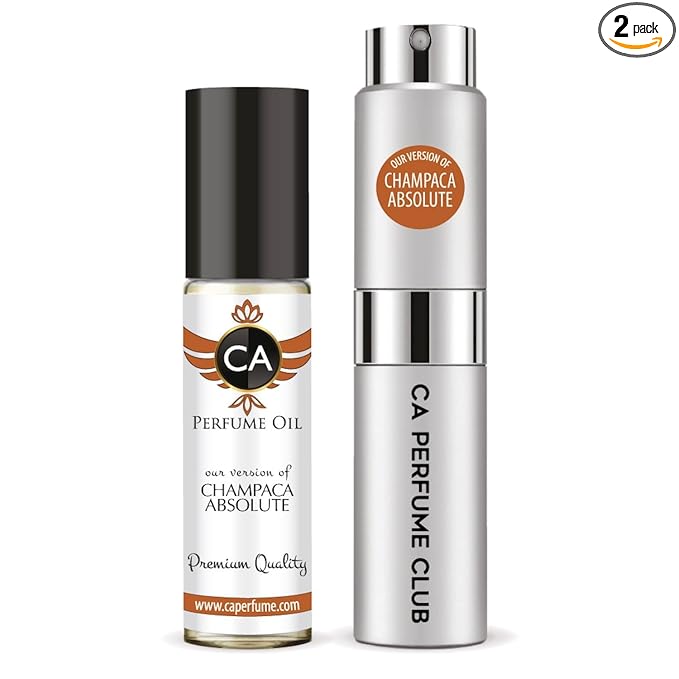 CA Perfume Duo Impression of Champaca Absolute For Women And Men Perfume Layering Set Long Lasting Travel Size EDP + Body Oil Roll-On Bottle 0.27 Fl Oz+0.33 Fl Oz