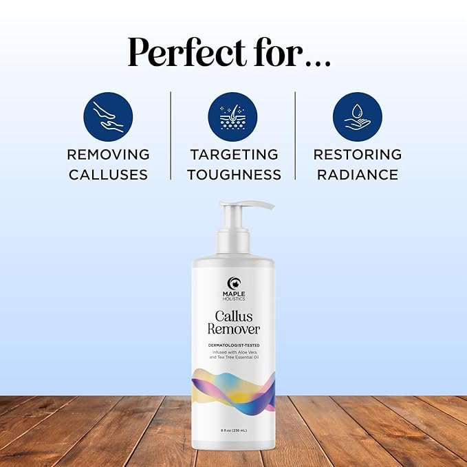 Exfoliating Callus Remover for Feet Care - Urea Foot Cream for Calluses and Dry Feet with Aloe and Tea Tree Essential Oil - Foot Callus Remover for Cracked Dead Corned and Rough Skin (8 Fl Oz)