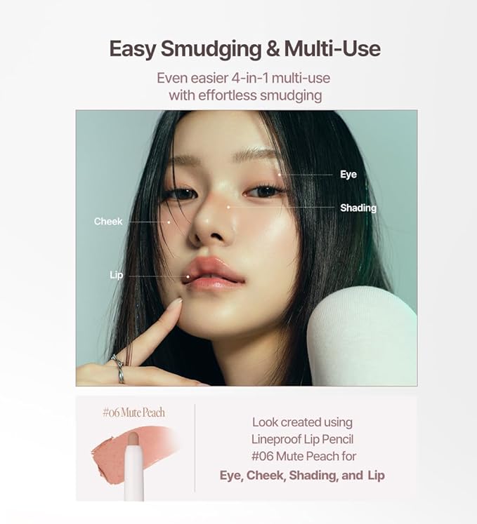 Heart Percent Dote On Mood Lineproof Lip Pencil, 12hr Long-Lasting Fixing & Smooth Drawing Creamy Lip Crayon Multi-Use Lipliner Retractable Overlip Line Color 0.8g (08. Haze Mauve)