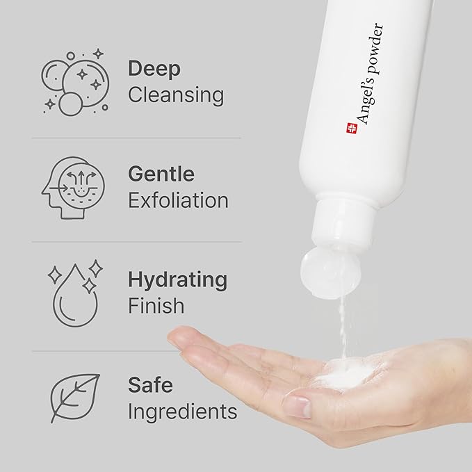 Angel’s Powder Enzyme Powder Cleanser for Face – Gentle Exfoliating Facial Wash for Sensitive Skin, Korean Skincare, pH 5.5, 5.29 oz