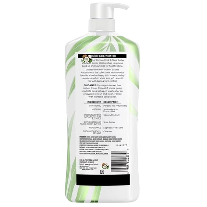 Shea Butter and Coconut Milk SHAMPOO, 38.2 fl oz - Moisture for Curly, Wavy & Dry Hair - Nourishing, Frizz Control, Sulfate-Free Shampoo for Shine & Softness