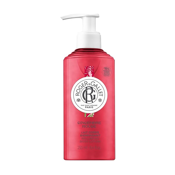 ROGER & GALLET Wellbeing Body Lotion – Lightweight Hydrating Body Moisturizer with Shea Butter & Natural Orange Blossom Extract – Fast Absorbing, Non-Greasy Daily Lotion (Gingembre Rouge | 8.4 oz)