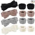 AOPRIE SPA Headbands for Washing Face Makeup Headbands with Bow Hair Band Women Facial Head Band Laurel Wrist Towel Wraps For Shower Face Mask Gray Black White Beige, 12 Pack