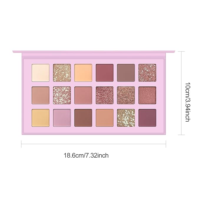 KYDA 18 Colors Purple Aromas Eyeshadow Palette, Matte Glitter Pressed Powder Eyeshadow, Lasting Ultra-fine Colorful Powder Eye Shadow, Multiuse Reflective Pearls Eyes Makeup Pallet Kit