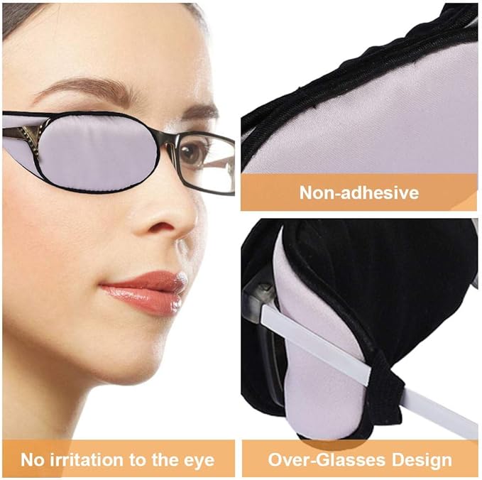 eZAKKA Eye Patches for Adults Kids Eye Patch for Glasses Silk Patch for Lazy Eye Amblyopia Strabismus and After Surgery (Light Pink + Black)