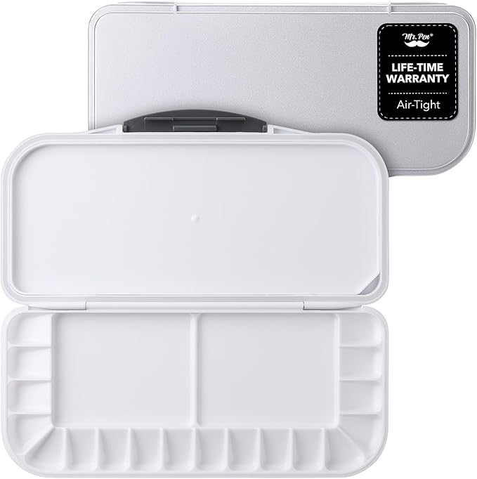 Mr. Pen- Airtight Watercolor Palette with Lid, 18 Wells & 2 Mixing Areas, Lightweight Sealing Paint Palette for Travel, Painting, Watercolor Mixing, Art Class and Studio Use