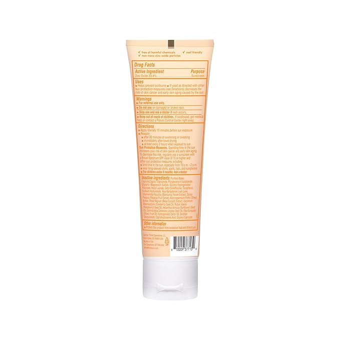 Thinkbaby Baby Sunscreen for Sensitive Skin, 3 Fl Oz, SPF 50 Clear Zinc Oxide Baby Mineral Sunscreen, Broad Spectrum UVA/UVB Protection, Natural, Water Resistant, Reef Safe, Vegan