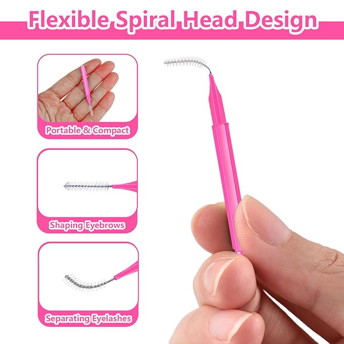 Micro Eyebrow Brush Set with Cap 50Pcs Eyelash Spoolies Comb Brow Lamination Brush Mini Spoolie For Eyelash Extensions Lash Lift Tools