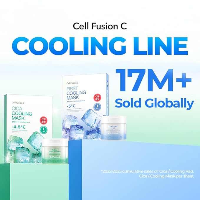 Cell Fusion C Post Alpha Cica Cooling Sheet Mask 5EA, Soothing, Cooling and De-puffing, Centella Asiatica & Panthenol, Korean Skin Care