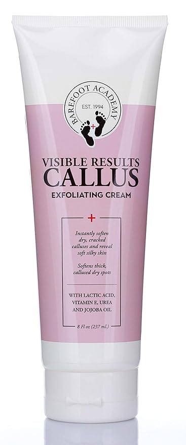 Barefoot Academy Heavy Duty Foot Care Scrub & Moisturizer Cream For Calluses, Dead Skin, Tough Heels, Cracked Heels, & Rough Spots On Feet, Skin Care For Feet, Large 8 Fl Oz (Exfoliating Foot Cream)