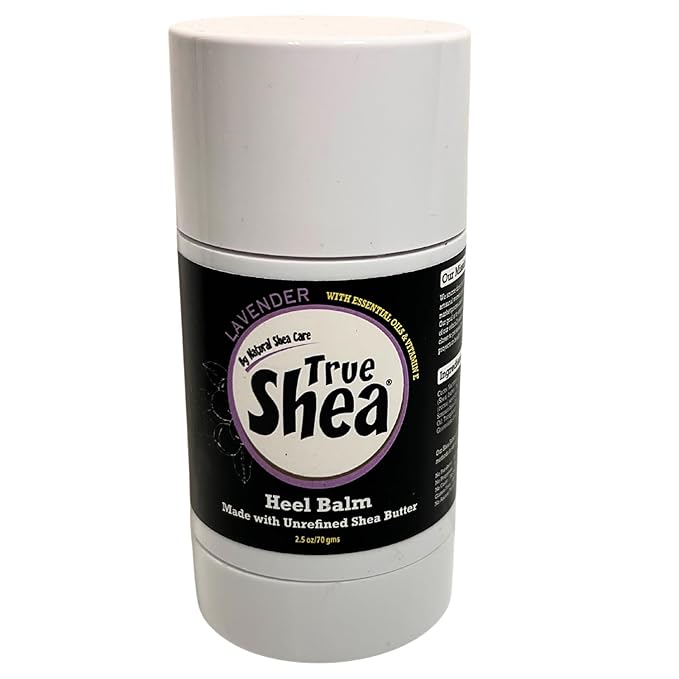 True Shea Heel Balm, Foot Balm For Cracked Heel and Dry Feet, Moisturizer Made From Unrefined Shea Butter, Essential Oils and Vitamin E, 2.5 oz (Lavender)