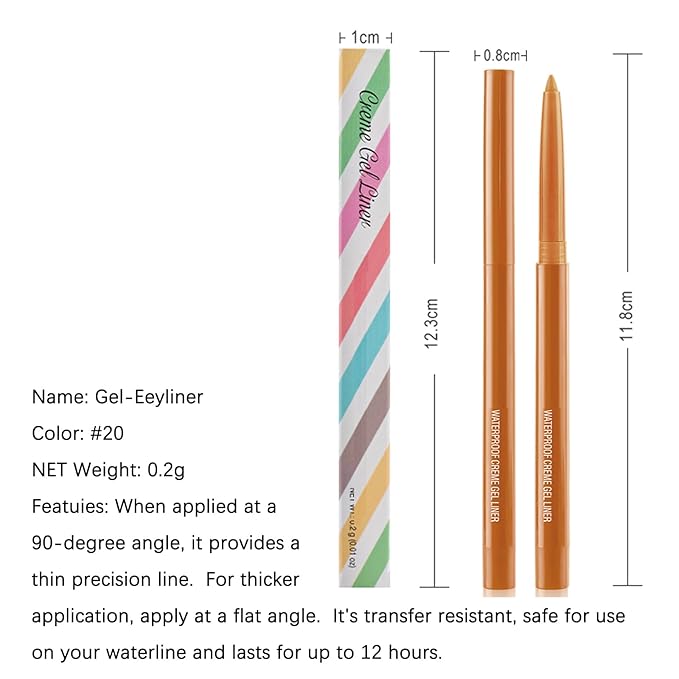 Eyeliner Pencil, Waterproof Eyeliner Long-lasting, Champagne-shine Eyeliners, High-Pigmented Colorful Eyeliners Easy To Use Eye Liner Pen for Women, Champagne-shine