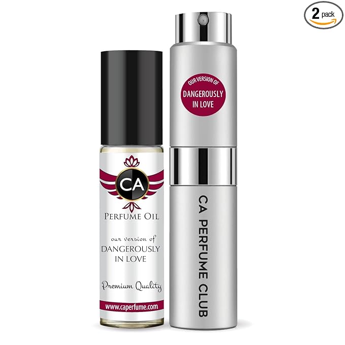 CA Perfume Duo Impression of Dangerously In Love For Women And Men Perfume Layering Set Long Lasting Travel Size EDP + Body Oil Roll-On Bottle 0.27 Fl Oz+0.33 Fl Oz