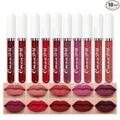 evpct 10Pcs Liquid Matte Matt Lipstick Set for Black Women, Dark Deep Bright Ruby Sexy Brick Mauve Plum Red Violet Purple Matte Lipstick Long Lasting Lipstick 24 hour Waterproof Lip Gloss
