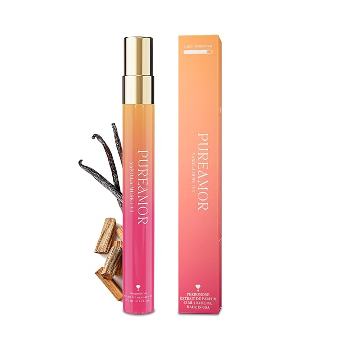 PUREAMOR Pheromone Perfume for Women, Vanilla Musk Extrait de Parfum - Long Lasting Warm Cozy Vanilla Scent, 30% High Concentration, Travel Size Fragrance Spray, 0.4 oz / 12ml