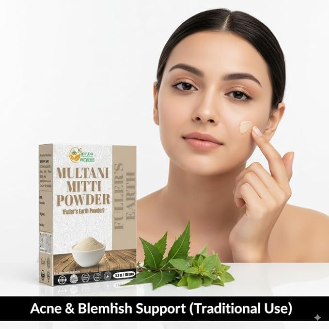 Multani Mitti Earth Clay (Bentonite & Kaolin), 100% Natural Indian Healing Clay Mask for Skin Care, Natural Deep Cleansing, Pure Grade Facial Mask, Calcium & Sodium Clay, 5.3 oz