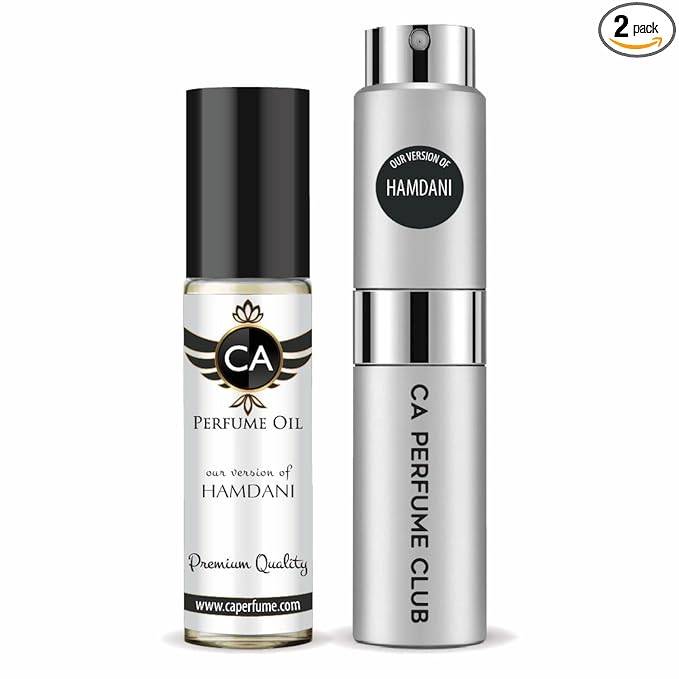 CA Perfume Duo Impression of Hamdani For Women And Men Perfume Layering Set Long Lasting Travel Size EDP + Body Oil Roll-On Bottle 0.27 Fl Oz+0.33 Fl Oz