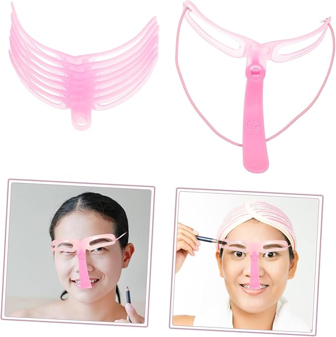 Eyebrow Stencils, Eyebrow Template, Eyebrow Shaping Kit, 8 Styles Reusable Eyebrow Stencil with Handle and Strap, Washable
