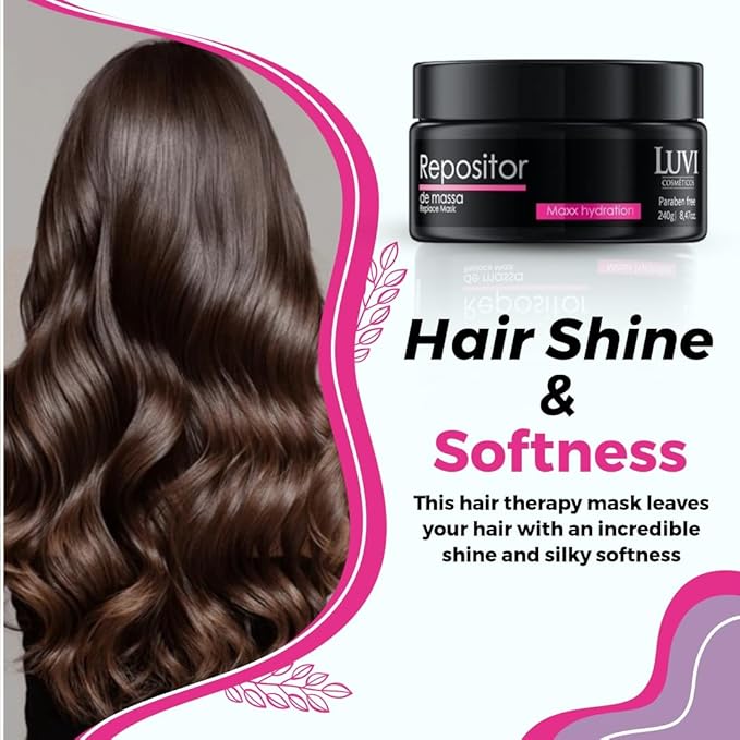 LUVI COSMETICS Hair Replace Mask Repositor Maxx Hydration (8.46 Fl oz | 240g) - Keratin Hair Treatment with Collagen and Keratin, Quick 3 Minute Hair Care for Shine and Softness