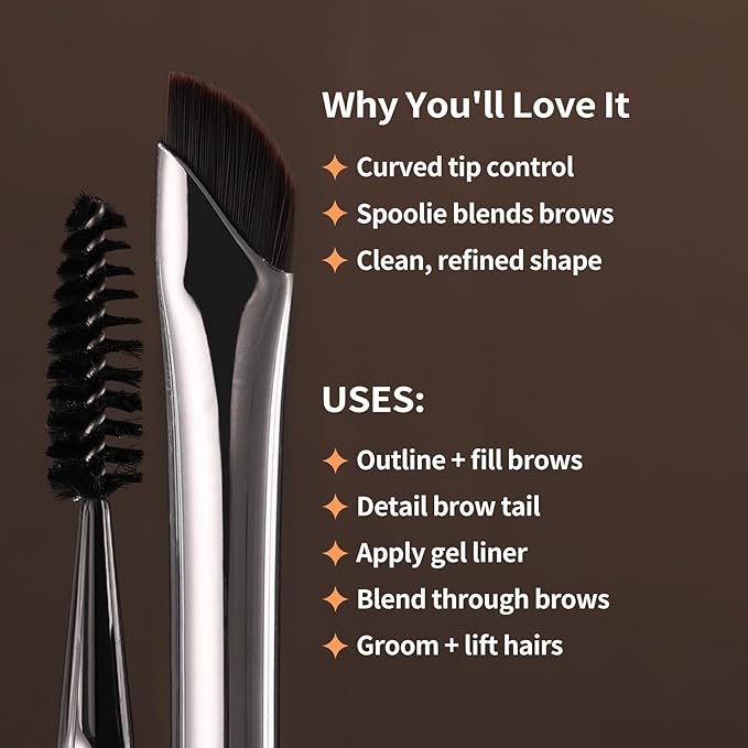 Albeaut Dual Eyeliner Brush Brow Brush, Precision Eye Makeup Applicator For Powder/Liquid/Cream Formula, Ultra-thin Eyeliner Brush Synthetic Bristles (198 Dual-Line)