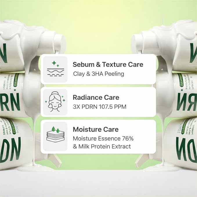 MAKE P:REM PDRN Pore Clay Cleansing Milk, Hydrating Gentle Face Wash for Sensitive Skin, Korean Face Wash, Milky Cleanser, 6.76 fl.oz. (100ml, Refill Pouch)