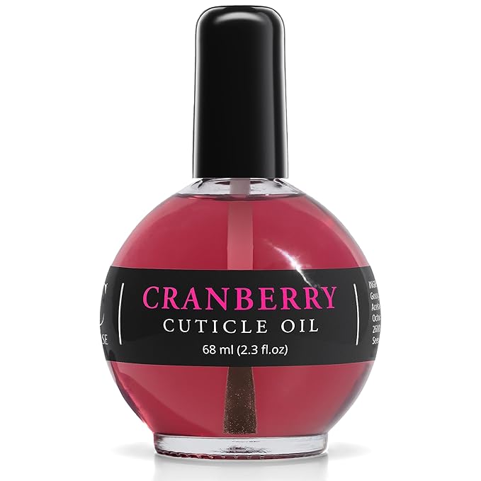 Ellie Chase Moisturizing Cuticle & Nail Care Oil 2.3 Fl Oz - Cranberry Scented – Infused with Jojoba Oil, Aloe, Vitamin E – Nail & Cuticle Hydration, Repair, Moisturizer, Strengthener, Growth