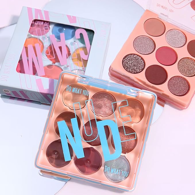 9-Color Matte & Shimmer Eyeshadow Palette – Neutral Beige & Brown Tones, Waterproof, Long-Lasting, Ideal for Everyday, Office & Date Makeup 01#