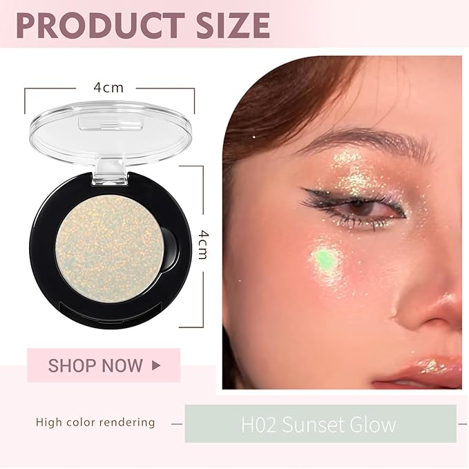 Refillable Eyeshadow Palette - Matte/Glitter/Duo-Chrome Pressed Powder & Cream Formula, Neutral/Shimmer/Smokey Multichrome, Travel-Friendly Iron Pan Refills (Chameleon, H02)