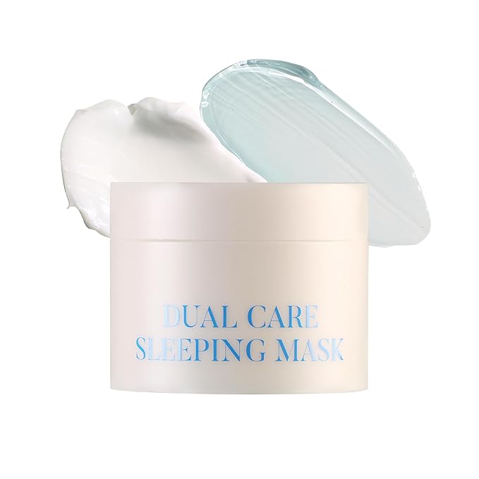 LU'PIUM Dual Care Sleeping Mask - Hyaluronic Acid & Ceramide, Overnight Hydrating Night Care, Dual Texture Gel & Cream, Moisture Balance (50g,1.76 oz)
