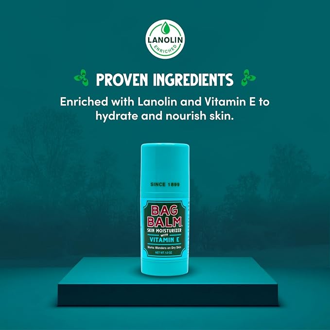 Bag Balm Original Skin Moisturizer Stick with Vitamin E - Hydrating & Soothing Balm for Dry Skin, Chapped Lips & Cracked Hands - Made in the USA - Paraben-Free & Cruelty-Free Twist-Up 1oz (1)