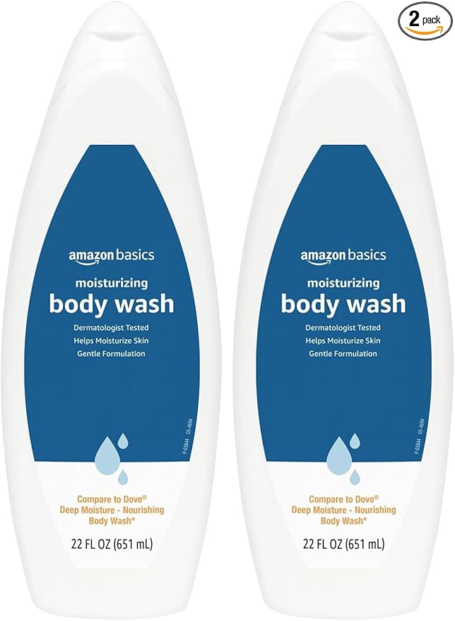 Amazon Basics Moisturizing Body Wash, Fresh Scent, Deep Moisture, Nourishing, Dermatologist Tested, 22 fl oz (Pack of 2)