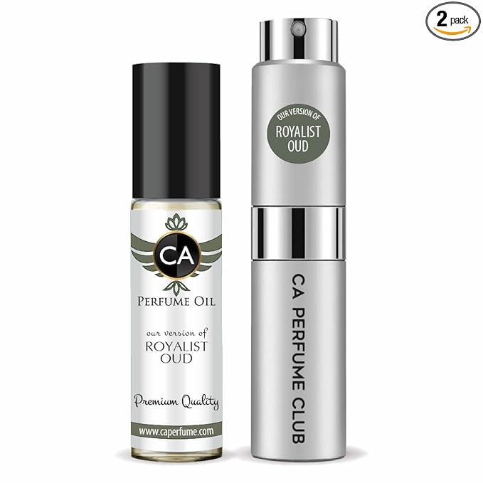 CA Perfume Duo Impression of Royalist Oud For Women And Men Perfume Layering Set Long Lasting Travel Size EDP + Body Oil Roll-On Bottle 0.27 Fl Oz+0.33 Fl Oz