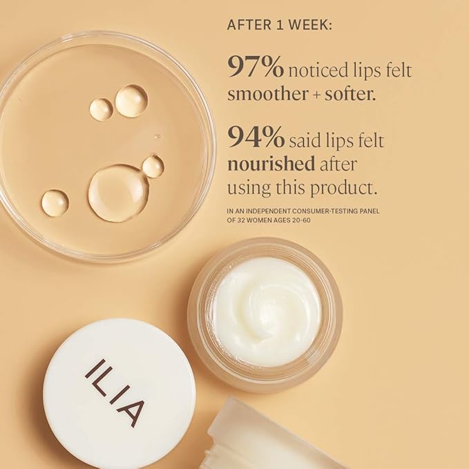 ILIA - Lip Wrap Overnight Treatment Mask | Exfoliate, Hydrate, Smooth, Soften, Plump | Use Morning or Night | Gluten + Silicone-Free | Non-Toxic, Vegan, Cruelty-Free (0.34 fl oz | 10 ml)