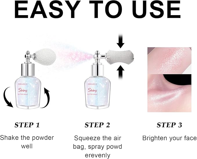 Hair and Body Glitter Spray, Shimmering Powder Sparkle Powder Makeup, Glitter Loose Sparkle Makeup for Body Highlighter,Festival Prom Rave Accessories (Sparkling Pink)