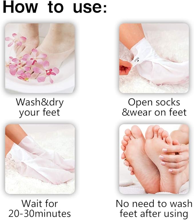 MOND’SUB Papaya Nourishing Foot Cream Mask Leave Skin Soft Smooth and Supple Dissolves Inactive Protein and Dead Skin Cells Spa Mask Moisture Enhancing Socks for Dry Feet(1box=5pcs)