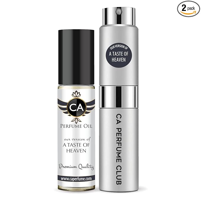 CA Perfume Duo Impression of A Taste Of Heaven For Women And Men Perfume Layering Set Long Lasting Travel Size EDP + Body Oil Roll-On Bottle 0.27 Fl Oz+0.33 Fl Oz