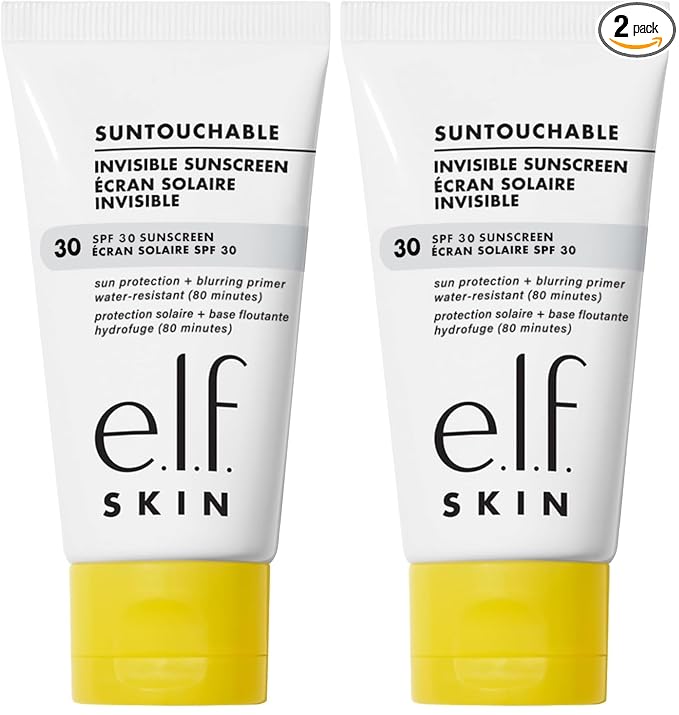 e.l.f. SKIN Suntouchable Invisible SPF 35, Lightweight, Gel-based Sunscreen For A Smooth Complexion, Doubles As A Makeup Primer, Vegan & Cruelty-Free, Packaging May Vary (Pack of 2)