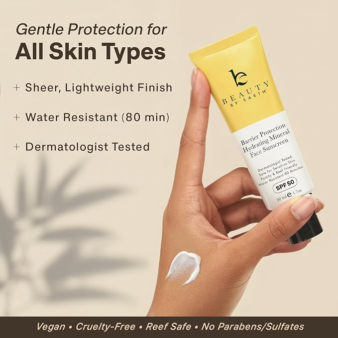 Mineral Sunscreen for Face SPF 50 – Broad Spectrum Zinc Oxide, Made in USA with Natural & Organic Ingredients, Non-Greasy Daily Moisturizer for Sensitive Skin, No White Cast & No Chemicals
