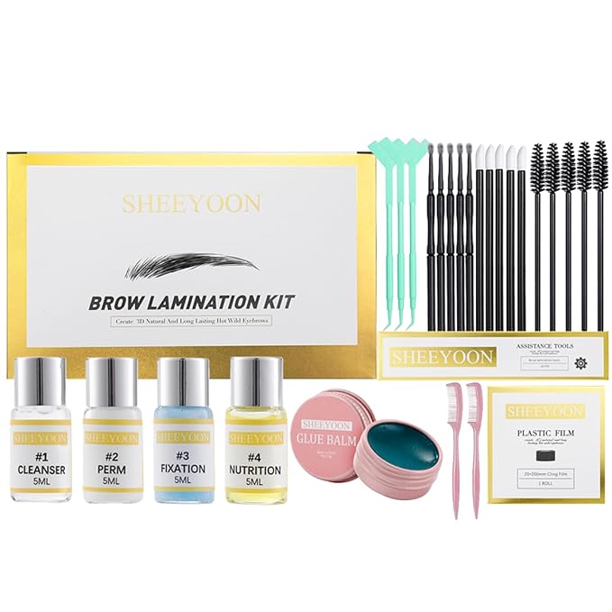 SHEEYOON Brow Lamination Kit, Professional With Keratin, Lift and Shaping for 3D Natural Fuller Thicker Wild Eyebrows, Long Lasting Results for 6 Weeks (26 Piece Set)
