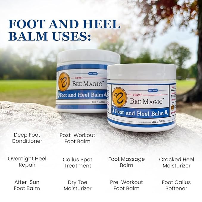 Sweet Bee Naturals Organic Foot Balm - Intensive Heel Balm for Dry Cracked Feet - Natural Moisturizing Treatment for Cracked Heels - Heel Cream Softener for Rough Skin Repair 1 Jar (2 OZ)