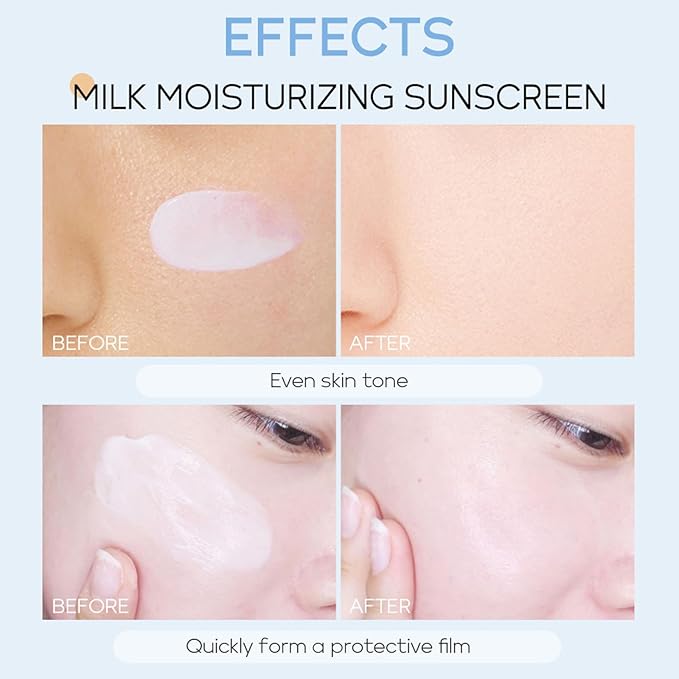 Sunscreen for Face SPF 50, Milk Moisturizing Sun screen for Women, Even Skin Tone, Light Texture, Non-Greasy Daily Sunscreen for Face & Body, 50g