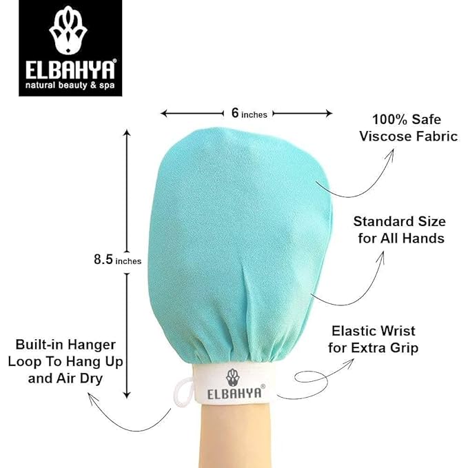 Exfoliating Mitt Body Kessa Hammam - Body Tool Remover of Dead & Dry Skin or Keratosis Pilaris, Made of 100% Viscose Fiber (Orange Pack of 1)