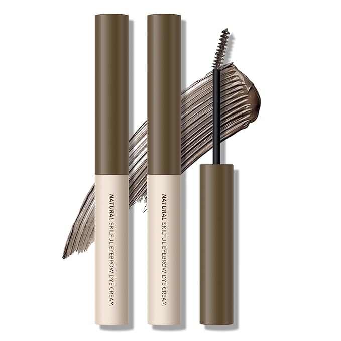 KYDA 2 Pcs Tinted Eyebrow Cream, Ultra-Fine Brush Tinted Brow Gel, Waterproof Smudgeproof Eyebrow Mascara, Long Wear, Natural Brow Makeup without Clumping, Natural Brown