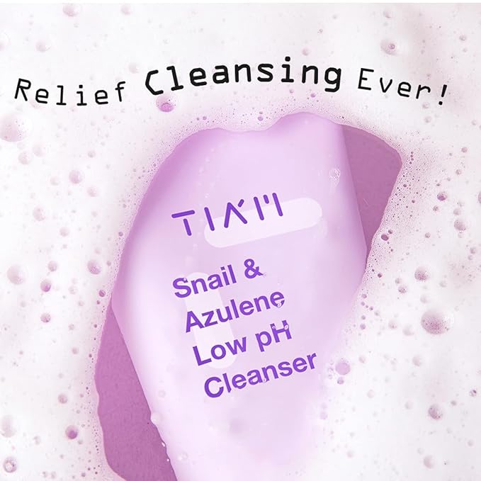 TIA'M Snail&Azulene Low pH Cleanser, 6.76 fl oz, Daily Gentle Face Cleanser with Snail Mucin, Suitable for Sensitive Skin, pH Balancing, Korean Skin Care, Korean Face Wash