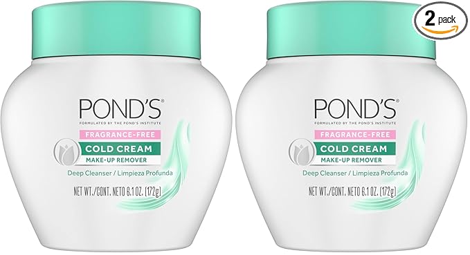 POND’S Cold Cream Cleanser,Fragrance-Free – Moisturizing Makeup Remover & Deep Cleansing Face Cream – Facial Cleanser for Soft,Radiant Skin –Dermatologist Tested, Non-Comedogenic,6.1 Ounce (Pack of 2)