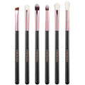 Eye Makeup Brush Set, 6 Pcs Professional Blending Eyeshadow Makeup Brushes for Concealer Eyebrows Eyeliner, Soft Hairs & Wood Handle (black and rose gold)…