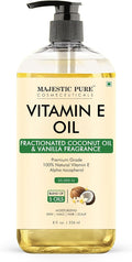 Majestic Pure Oil - 100% Pure and Natural- Cold Pressed & Hexane Free Natural Hair Growth Oil for Eyelashes, Eyebrows, Skin, Body, Face, Nails & Scalp - Coconut & Vanilla Formula Vitamin E Oil 8 Fl Oz