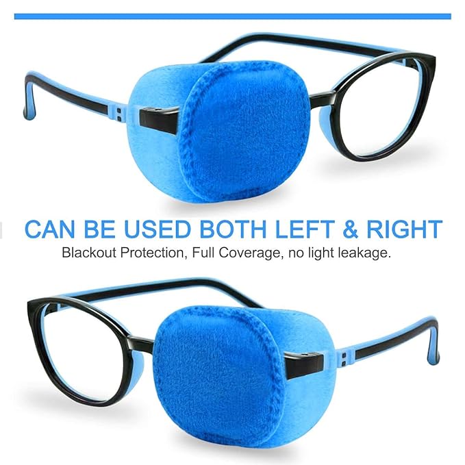 4 Pack Eye Patches for Kids Girls Boys, Right & Left Eye Patch for Glasses, Lazy Eye Patch for Children Treating Lazy Eye Amblyopia Strabismus and After Surgery (Blue)