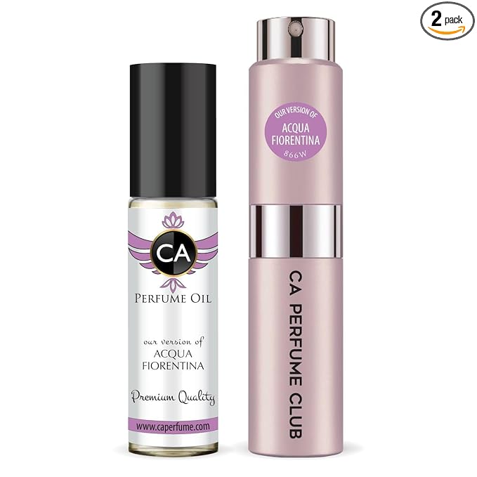 CA Perfume Duo Impression of Acqua Fiorentina For Women Perfume Layering Set Long Lasting Travel Size EDP + Body Oil Roll-On Bottle 0.27 Fl Oz+0.33 Fl Oz
